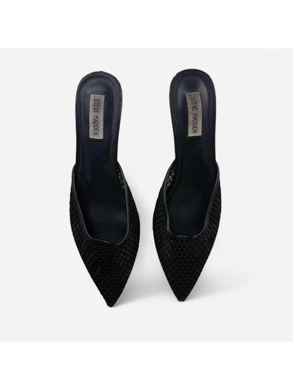 Steve Madden Black Woven Pointed Toe Kitten Heels